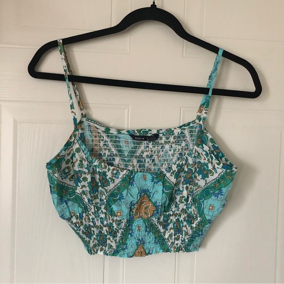 SHEIN Smocked cropped Blouse - Picture 1 of 9